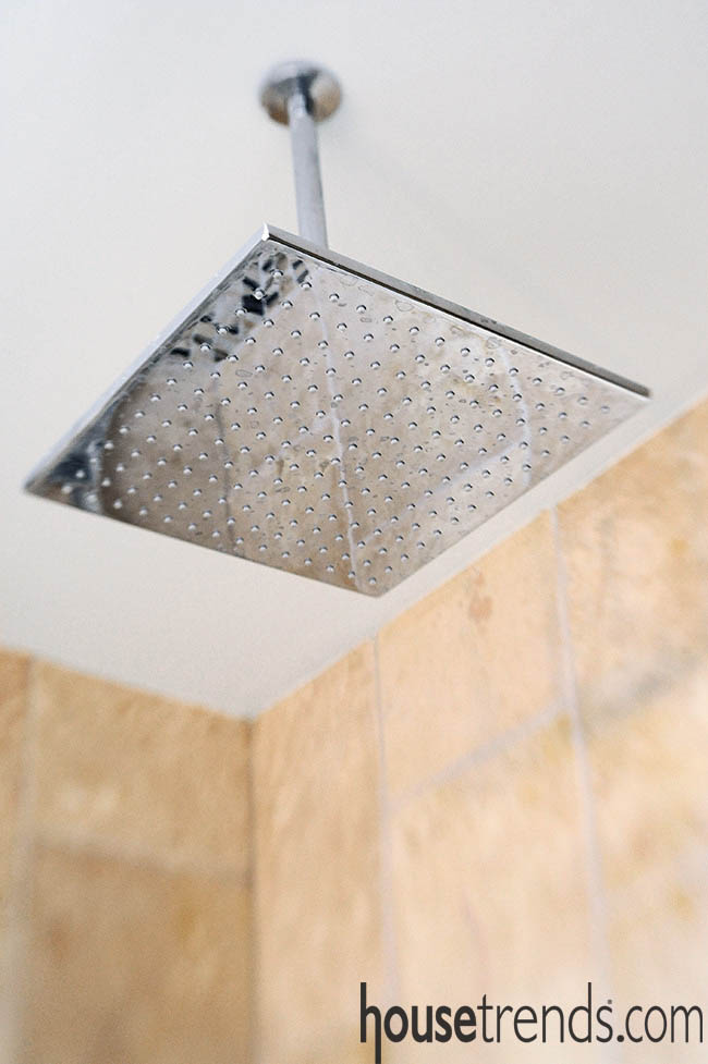 Bathroom design boasts a rain showerhead