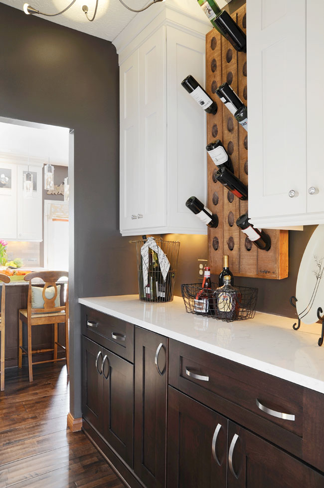Home bar features uncommon wine rack