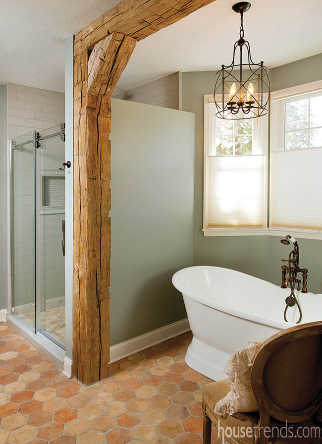 Soaking tub draws attention in a master bath