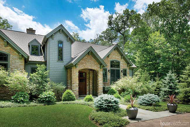 Front doors flatter a stone exterior