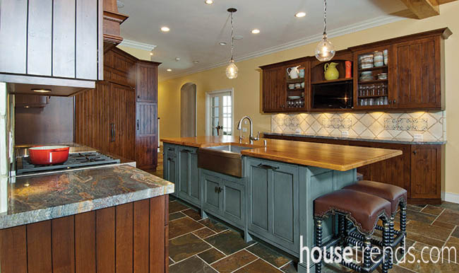 Farmhouse sink adds character to a kitchen island
