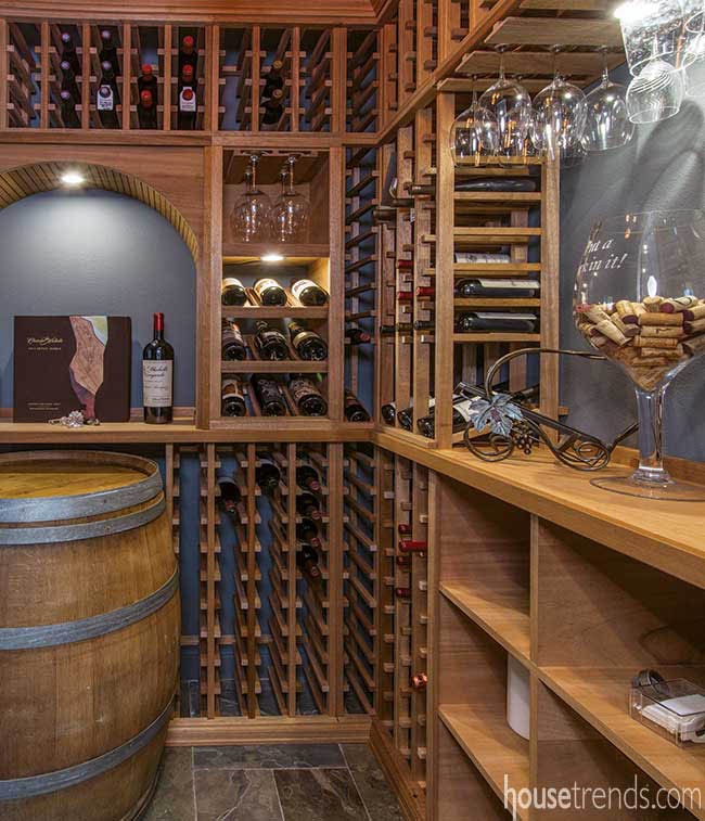 Wine cellar located just off a dining room