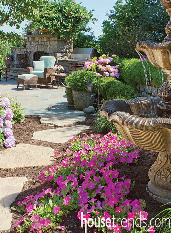 Garden flowers color up a patio