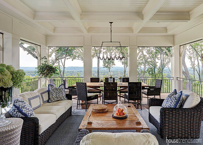 Covered porch with an incredible view