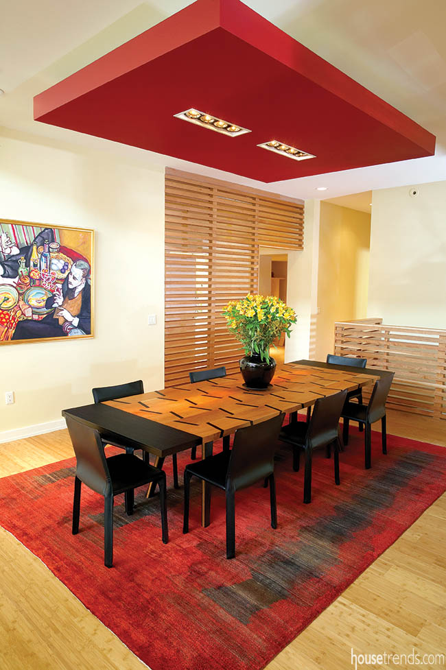 Area rug adds definition to an open living space