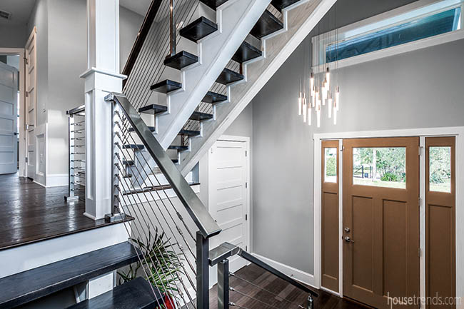 Gorgeous staircase dominates a foyer