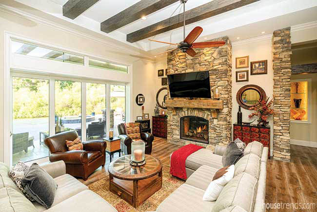 Rustic elements in a great room