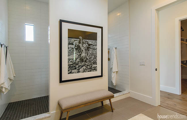 Porcelain tile completes a master bathroom shower