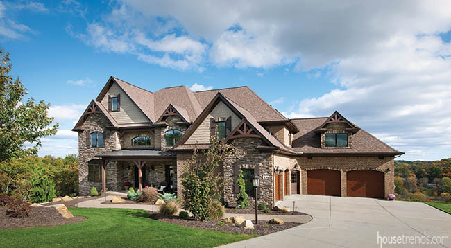 Exterior of new home features a mix of materials