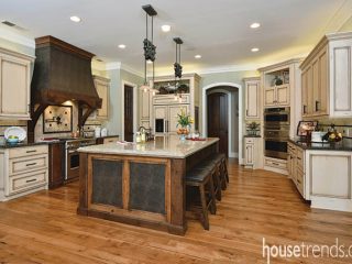 Flooring and cabinets create a slight rustic look