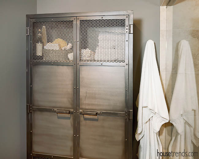 Custom storage unit for a master bathroom