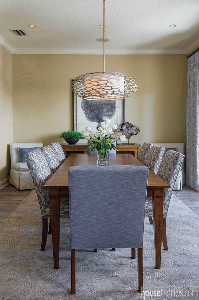 Light fixture dazzles in a dining room
