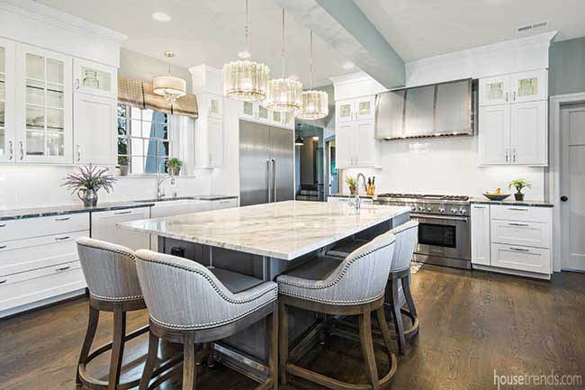 Kitchen island with comfy bar stools