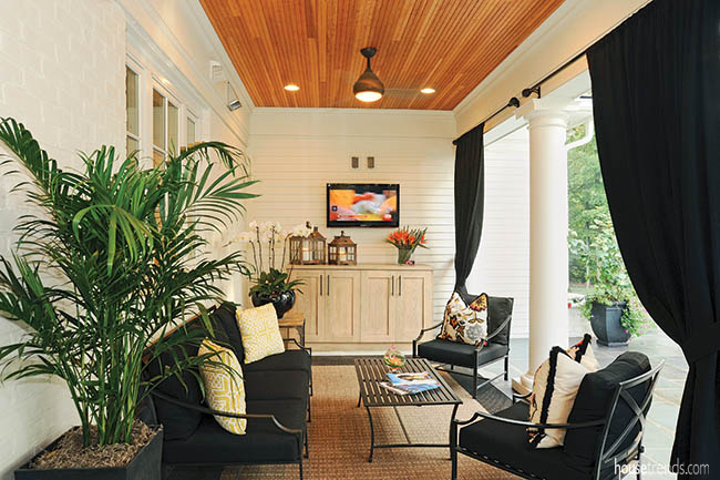 Outdoor chairs get a prime covered location