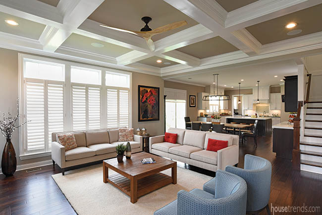 Paint color carries through an open floor plan
