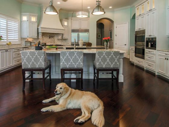 Homeowners mix modern elements with a traditional kitchen design