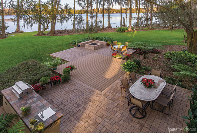 Tiered patio complements a home's architecture