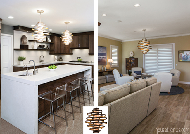 Two homes show off the same light fixture