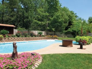 Swimming pool lighting creates a welcoming glow