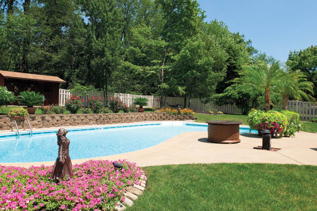 Swimming pool lighting creates a welcoming glow