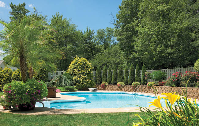 Landscape design flaunts a tropical theme