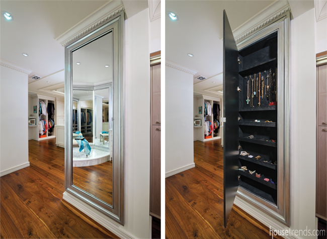 Panel hides a custom jewelry storage unit