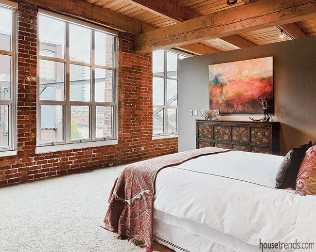 Wall art dresses up a master bedroom