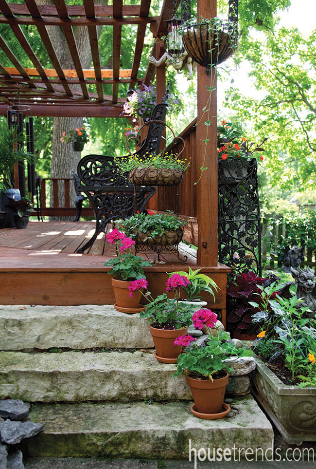 Pergola creates an intimate gathering space