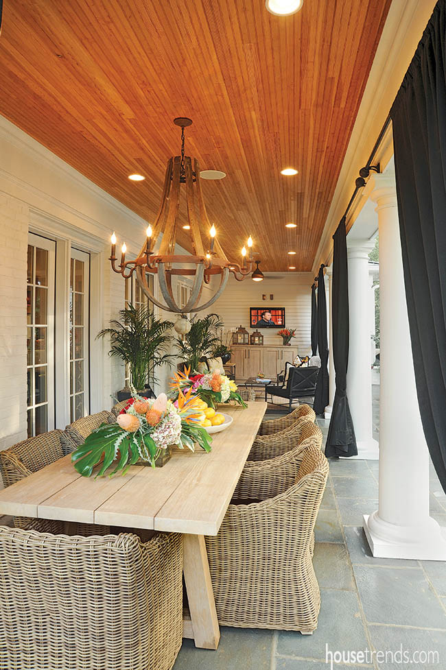 Casual dining on a covered patio