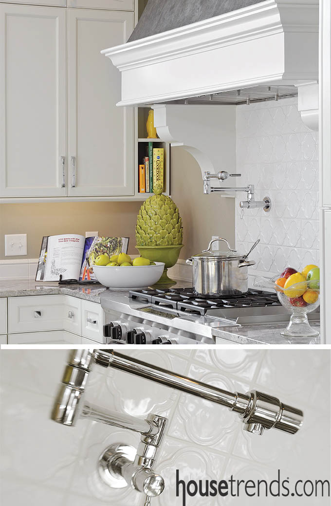 Elegant backsplash creates a focal point