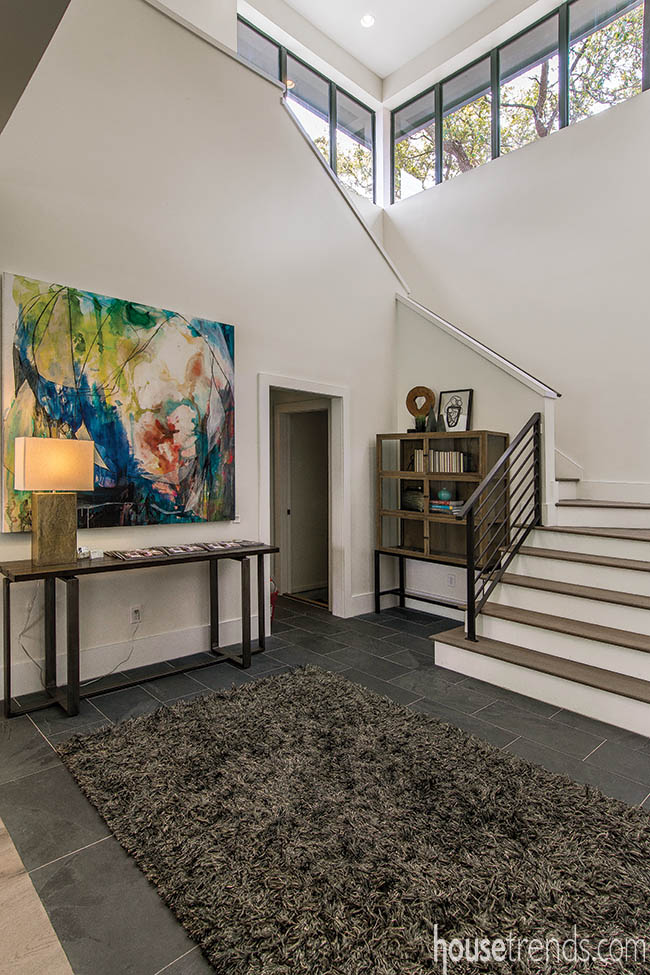 Rectangular windows reflect a contemporary design