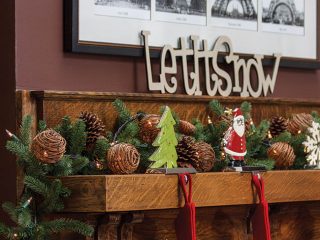 Refinished mantel display Christmas decorations