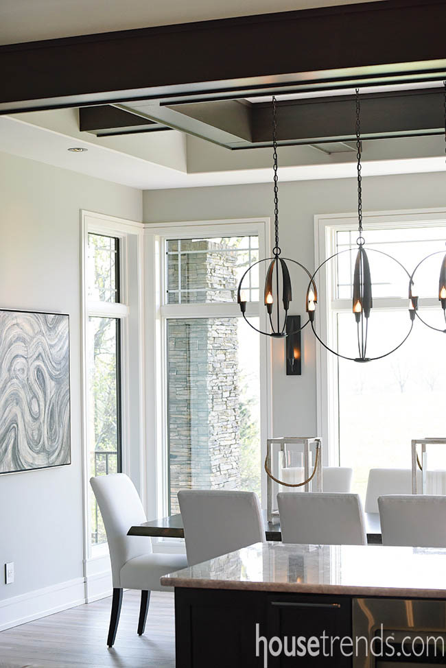 Light fixtures brighten up a dining room design