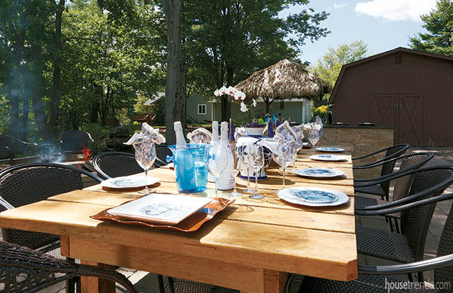 Outdoor dining table with roots close to home