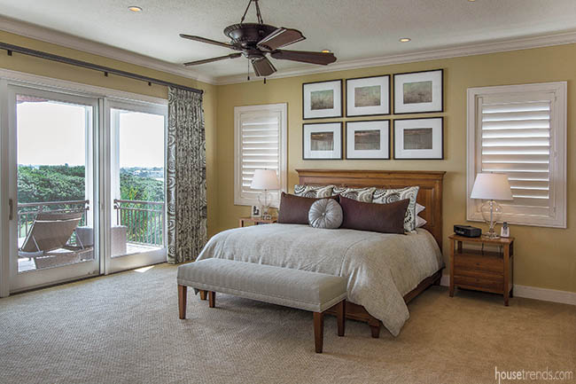 Master bedroom hosts a covered balcony