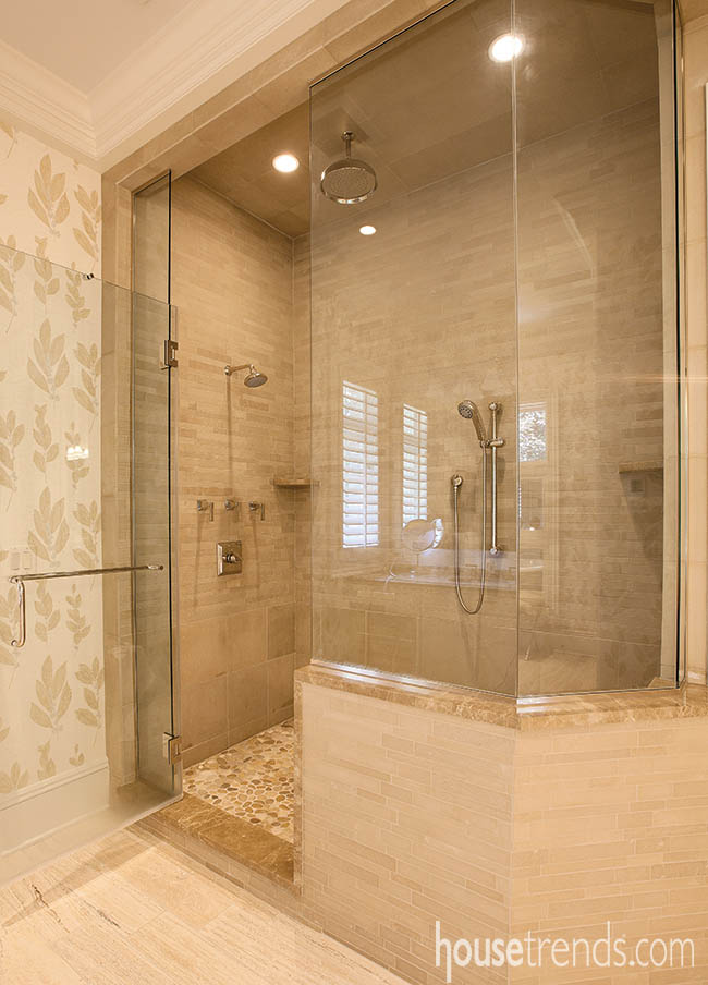 Shower tile takes a lesson from the bathroom floor