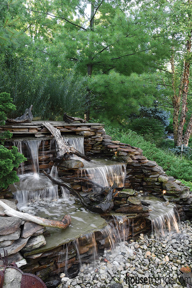 Waterfall defines a garden design