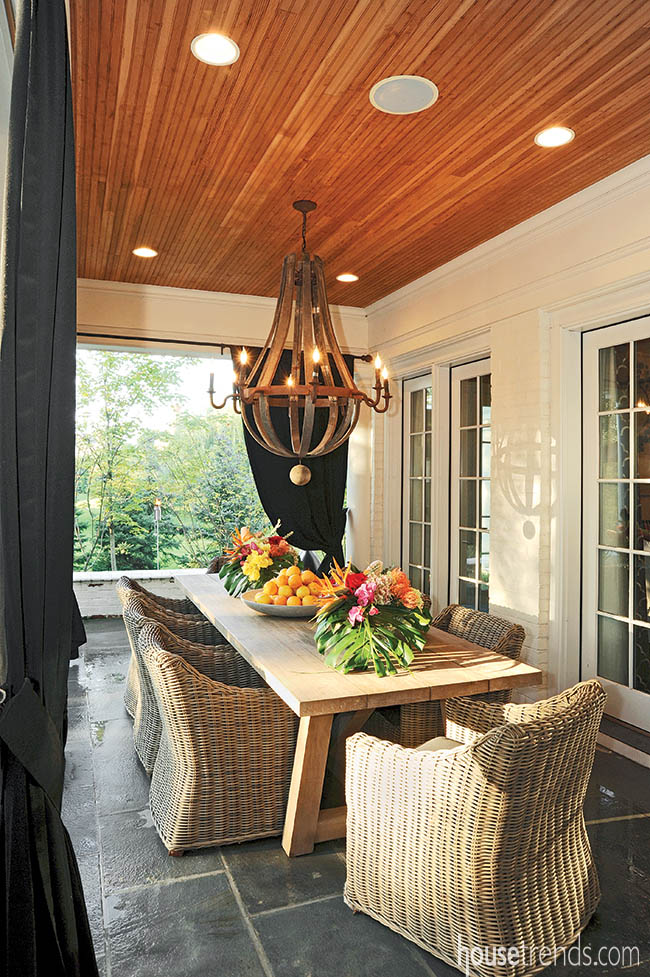 Reclaimed chandelier adds visual interest