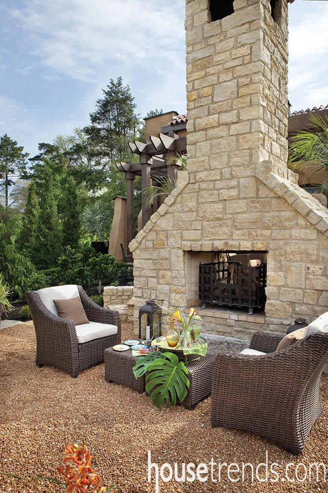 Fireplace flaunts a casual design