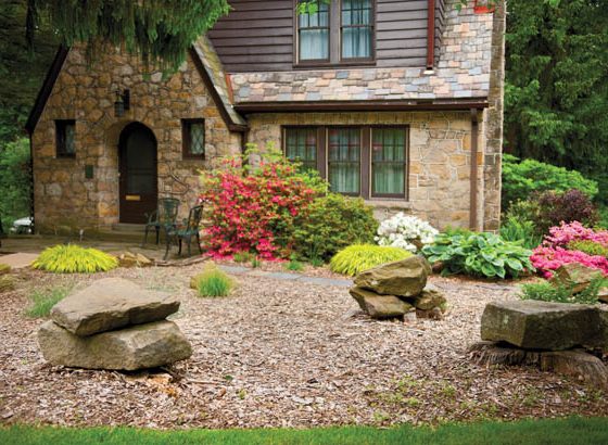 Landscaping stones add character-and a place to sit