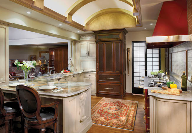 Area rug helps balance out a kitchen's design