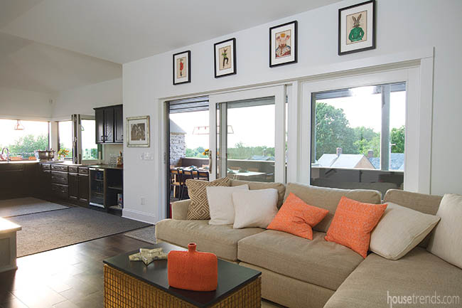 Throw pillows add color to a living room