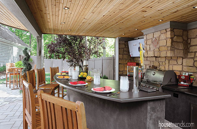 Outdoor bar has all of the necessities for a good time