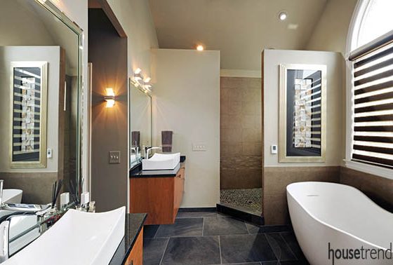 Porcelain tile creates a contemporary atmosphere