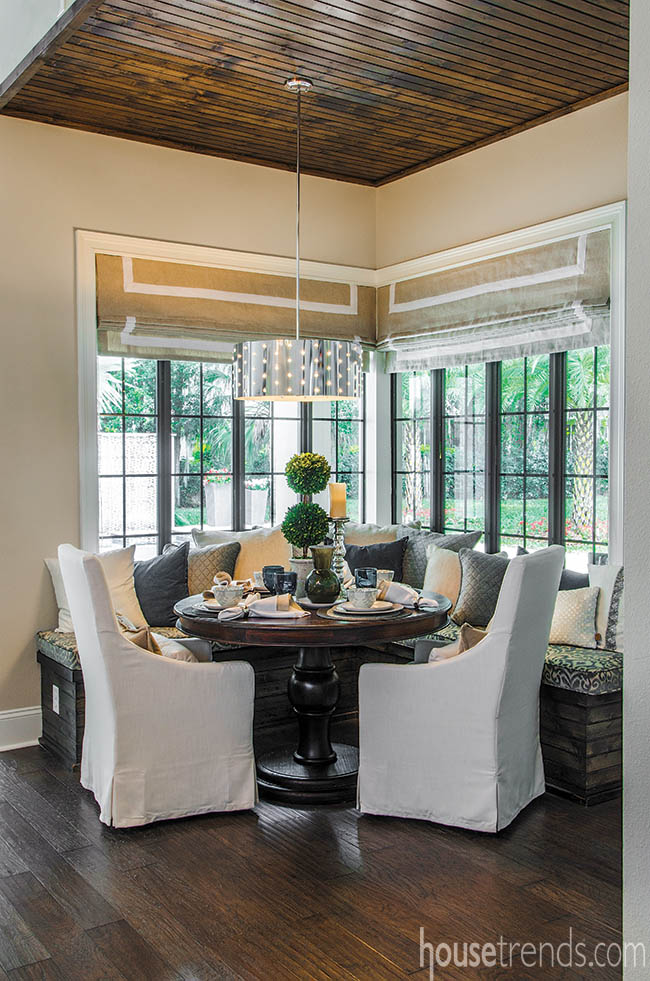 Roman shades are a good window treatment option for a breakfast room