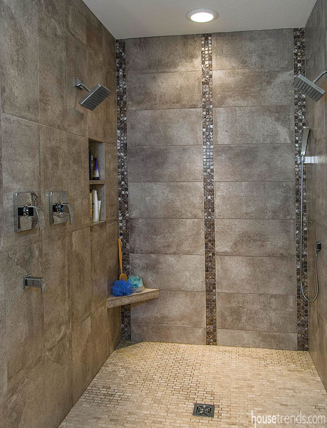Mosaic tile adds interest to a shower design