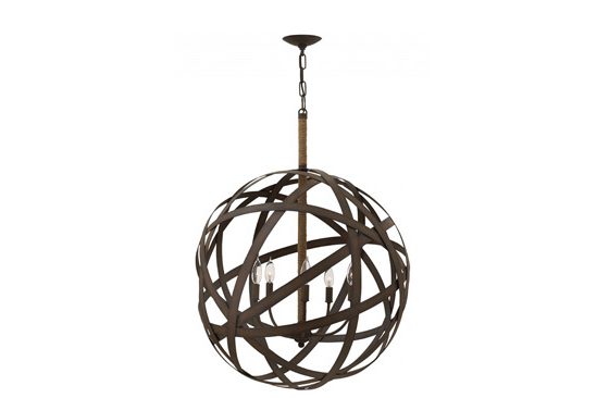 Chandelier offers an industrial look