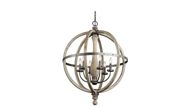 Pendant light made of distressed wood and iron