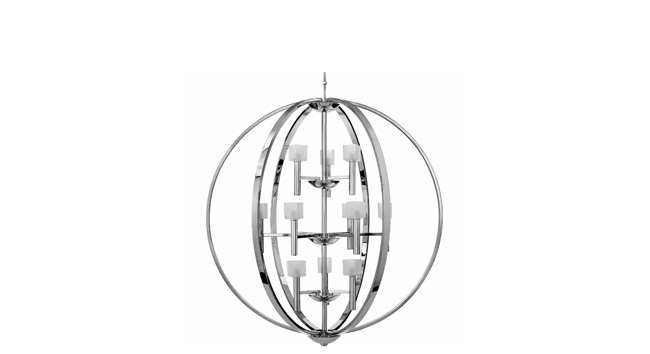 Chandelier brings squares and spheres together for a unique design