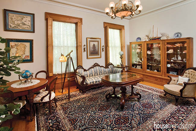 Parlor boasts cabinets from a monastery